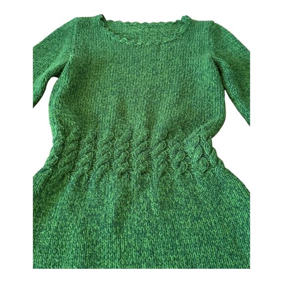 Vintage Hand knit sweater dress scalloped hem in green size small - Picture 16 of 16